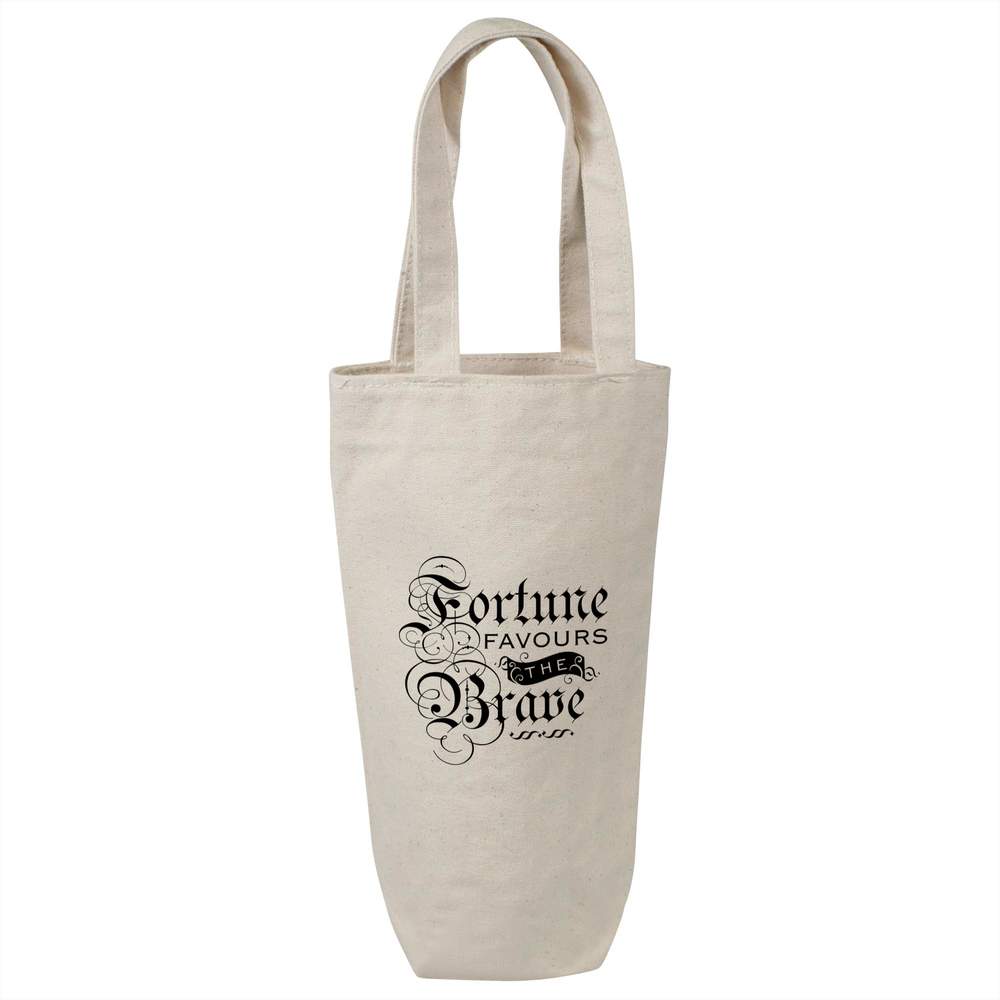 'Fortune Favours The Brave' Cotton Wine Bottle Gift / Travel Bag (BL00036773)