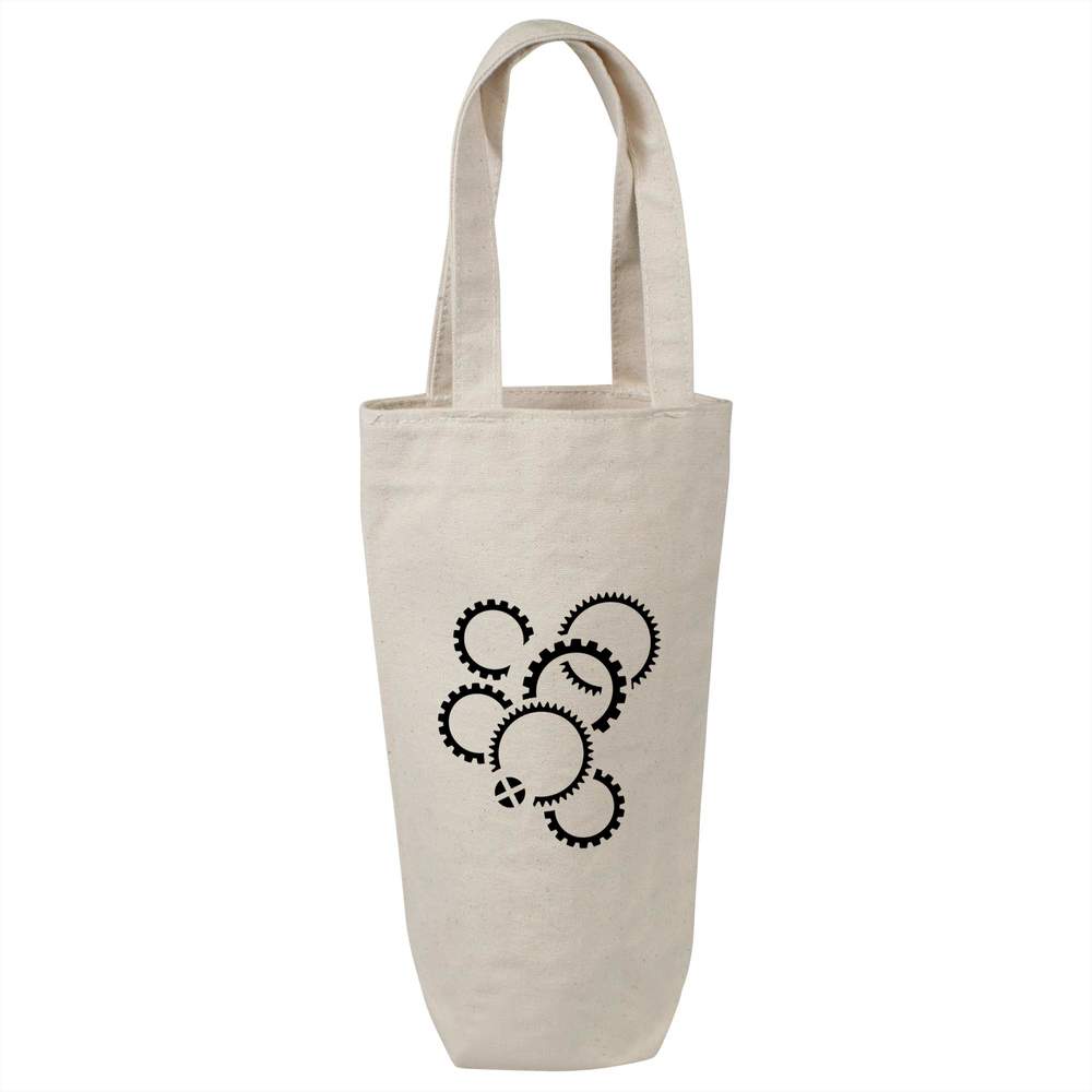 'Cog Wheels' Cotton Wine Bottle Gift / Travel Bag (BL00036784)