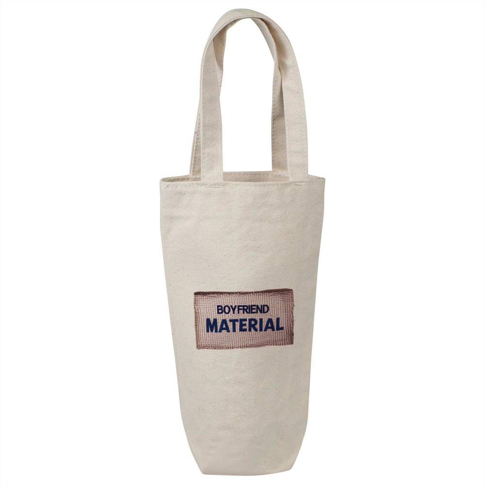 'Boyfriend Material' Cotton Wine Bottle Gift / Travel Bag (BL00036853)