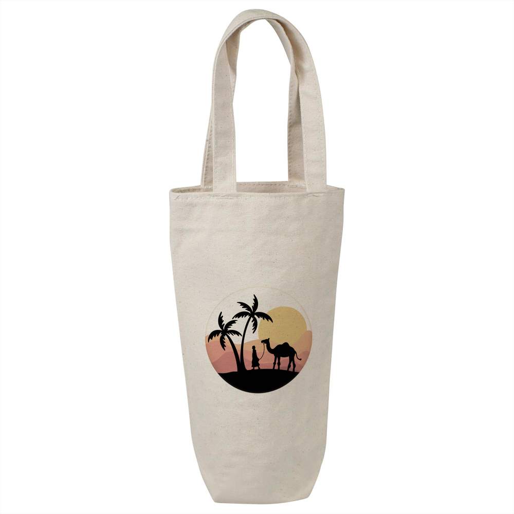 'Desert Camel Scene' Cotton Wine Bottle Gift / Travel Bag (BL00037002)