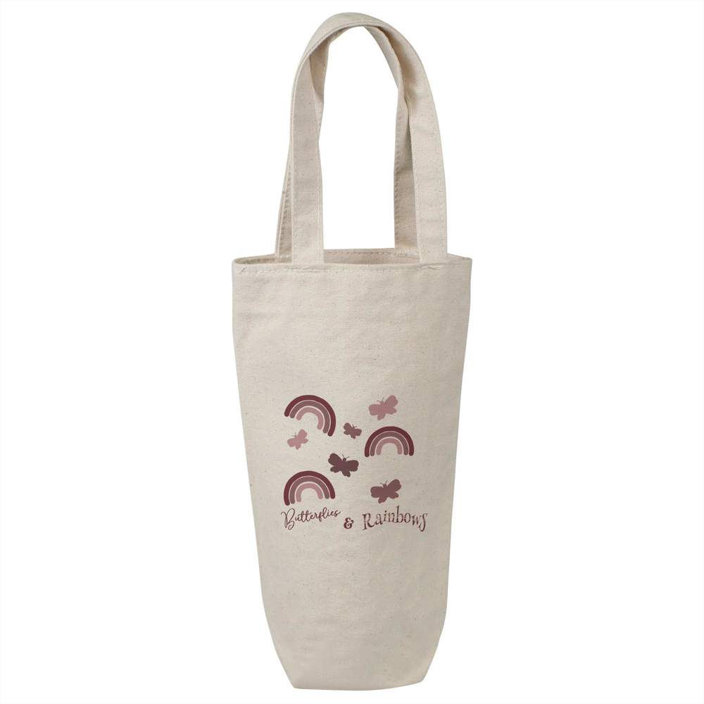'Butterflies and Rainbows' Cotton Wine Bottle Gift / Travel Bag (BL00037345)