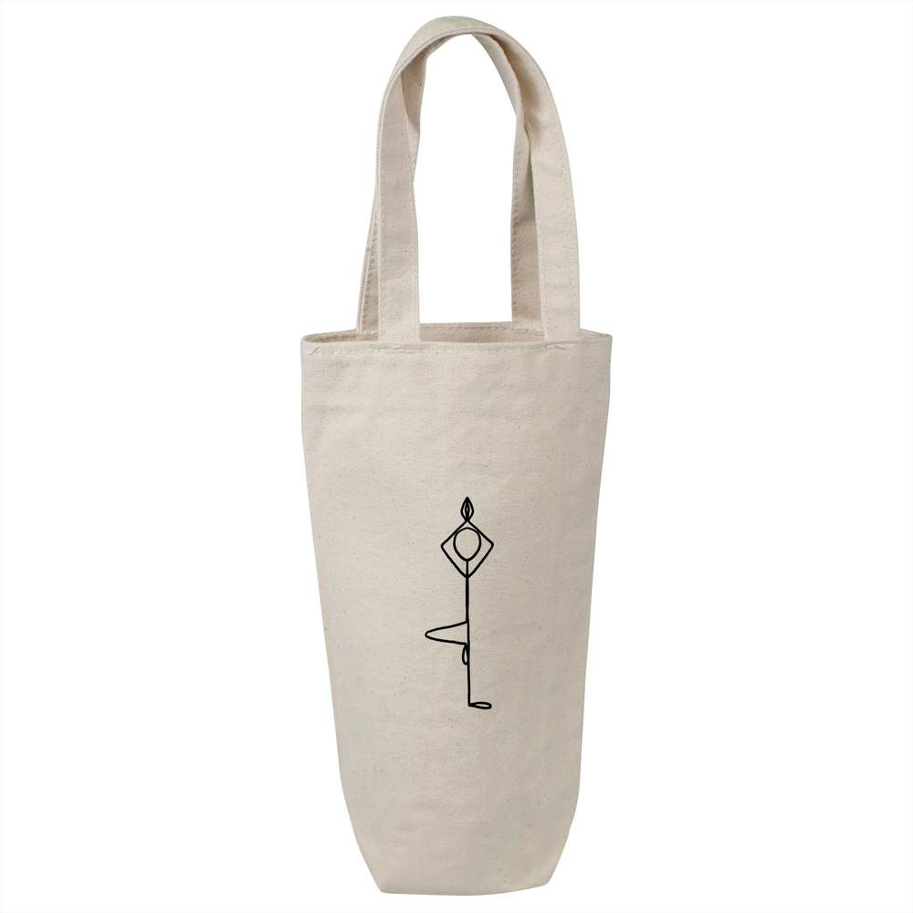 'Yoga Tree Pose' Cotton Wine Bottle Gift / Travel Bag (BL00038185)