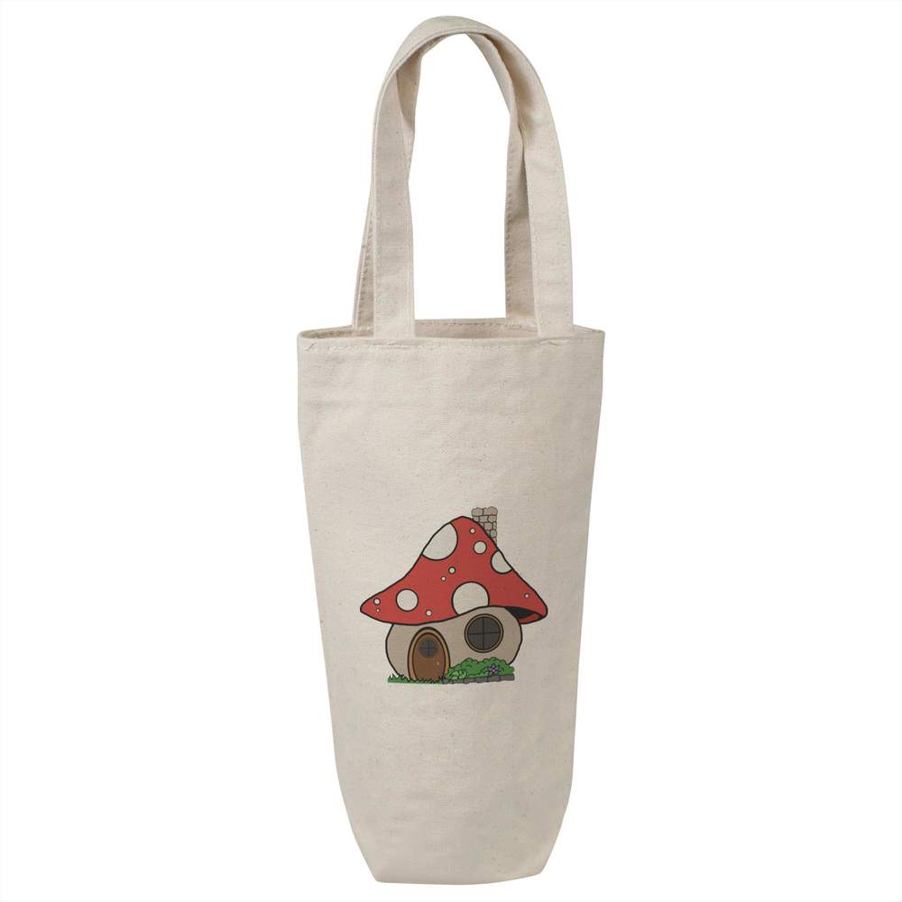 'Mushroom House' Cotton Wine Bottle Gift / Travel Bag (BL00038646)