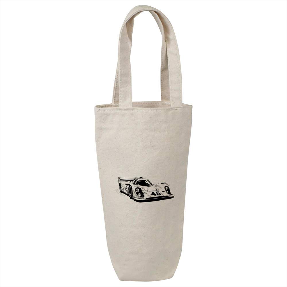 'Race Car' Cotton Wine Bottle Bag - Natural - Reusable Gift / Travel Carrier for Wine, Champagne and Bottles (BL00038689)