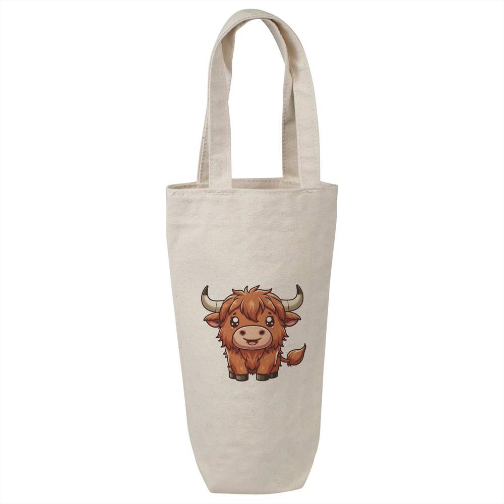 'Cute Highland Cow' Cotton Wine Bottle Gift / Travel Bag (BL00039412)