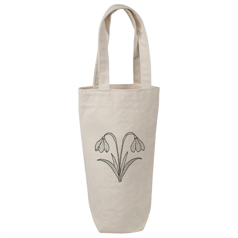 'Snowdrop Flowers' Cotton Wine Bottle Gift / Travel Bag (BL00039571)