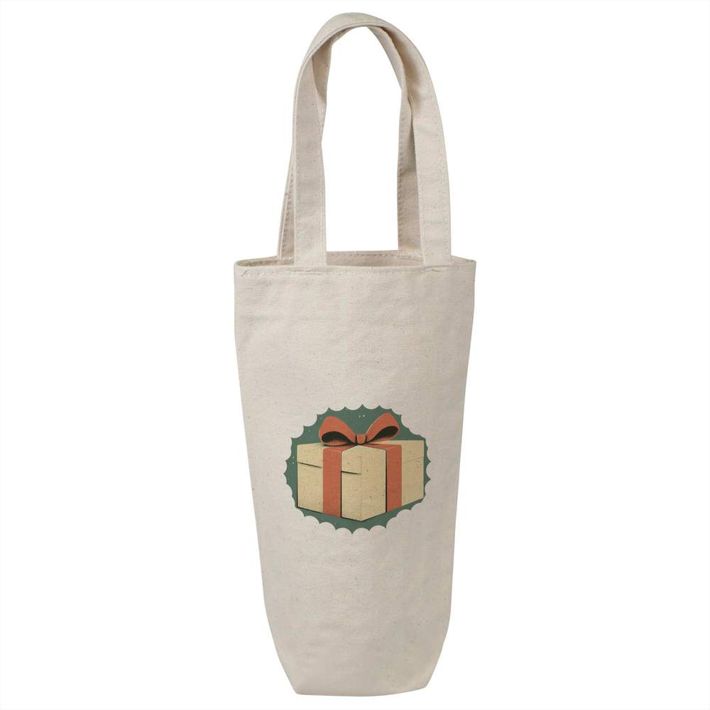'Gift Box with Bow' Cotton Wine Bottle Gift / Travel Bag (BL00039942)
