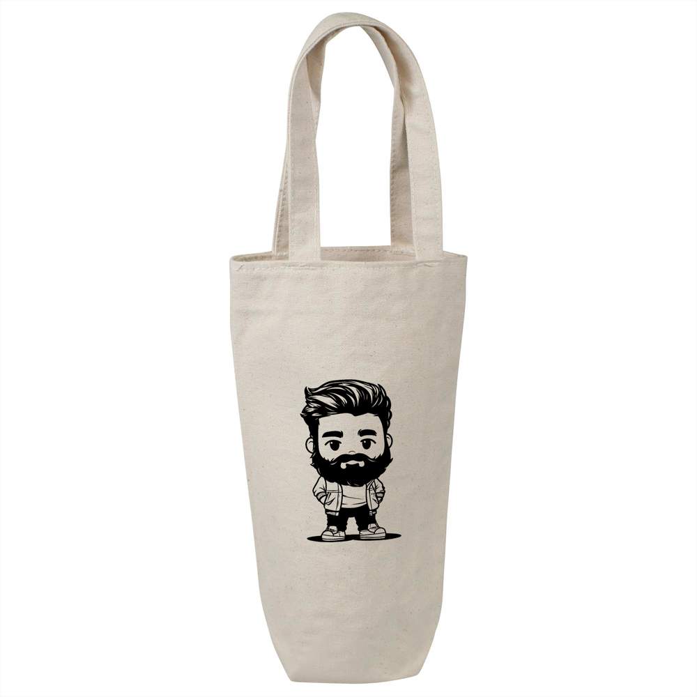 'Hipster Chibi Man' Cotton Wine Bottle Gift / Travel Bag (BL00040441)
