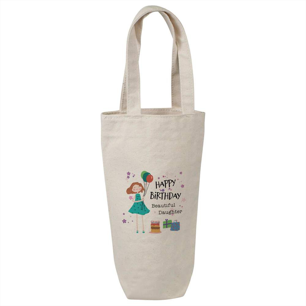 'Happy Birthday Daughter' Cotton Wine Bottle Gift / Travel Bag (BL00040743)