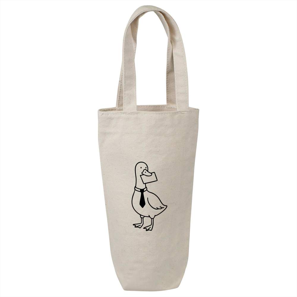 'Smart Goose' Cotton Wine Bottle Bag - Natural - Reusable Gift / Travel Carrier for Wine, Champagne and Bottles (BL00041761)