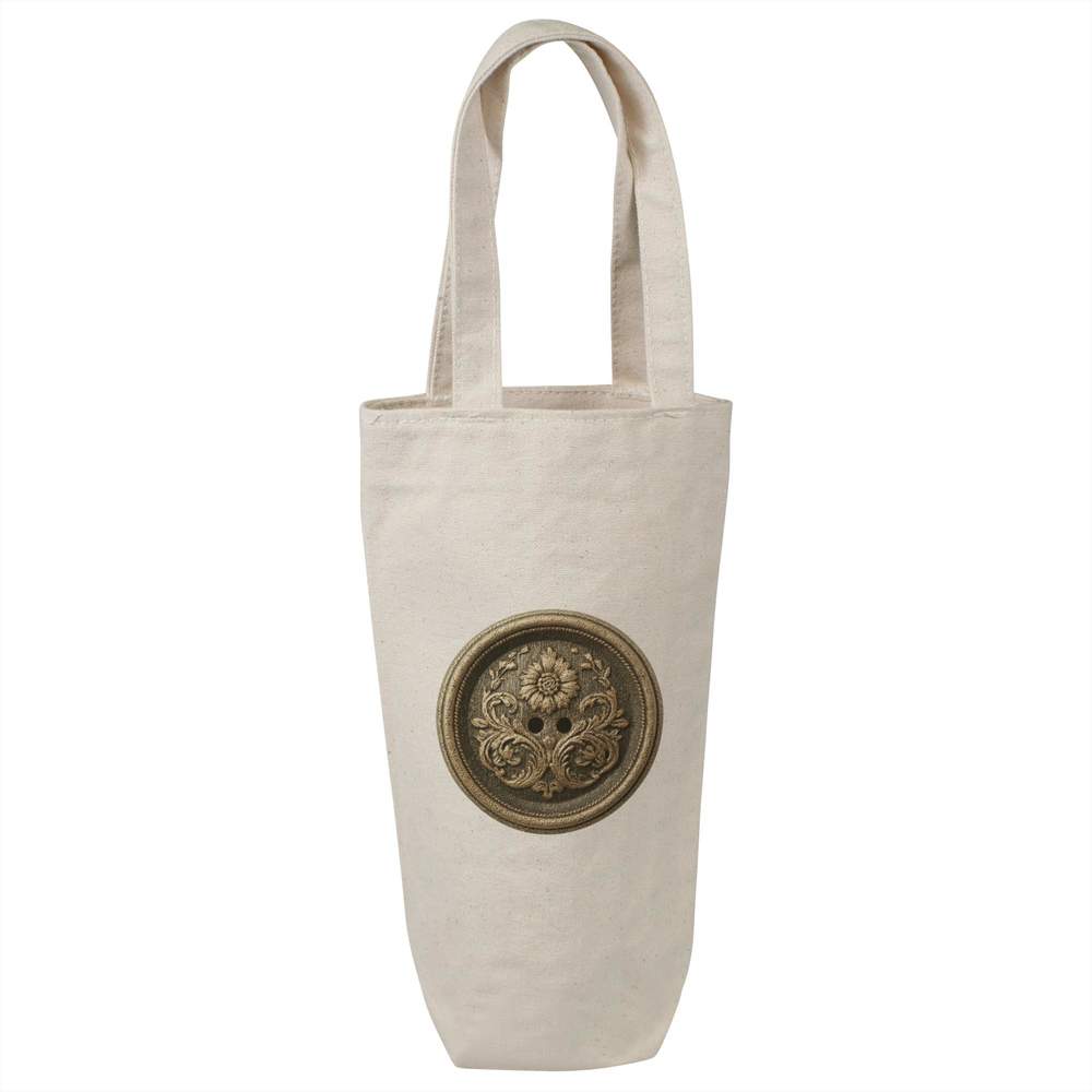 'Vintage Floral Button' Cotton Wine Bottle Gift / Travel Bag (BL00042250)