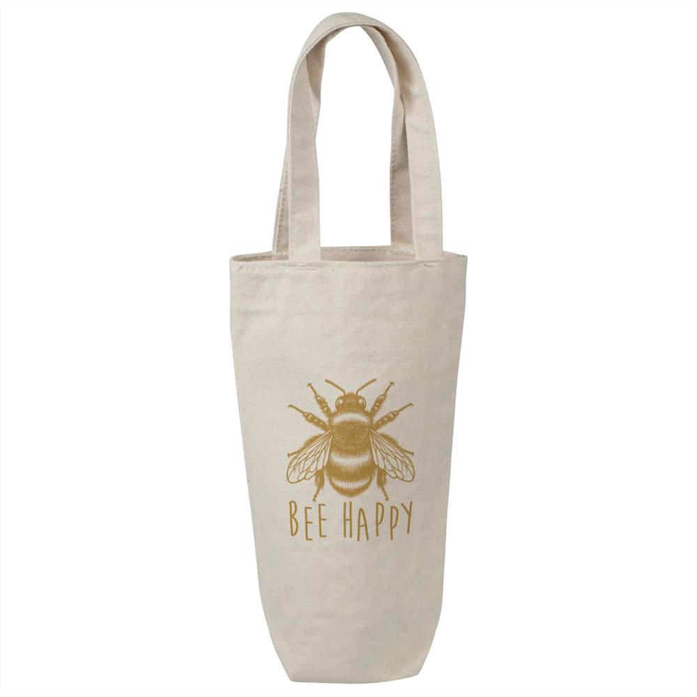 'Bee Happy Bumblebee' Cotton Wine Bottle Gift / Travel Bag (BL00042498)