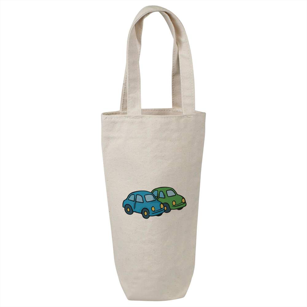 'Cars Vehicles' Cotton Wine Bottle Bag - Natural - Reusable Gift / Travel Carrier for Wine, Champagne and Bottles (BL00042567)