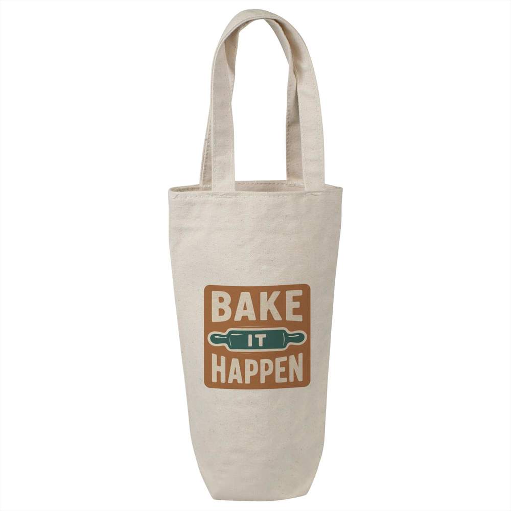 'Bake It Happen' Cotton Wine Bottle Gift / Travel Bag (BL00043079)
