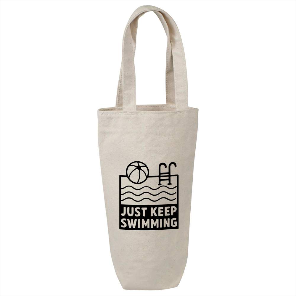 'Just Keep Swimming Pool' Cotton Wine Bottle Gift / Travel Bag (BL00043111)