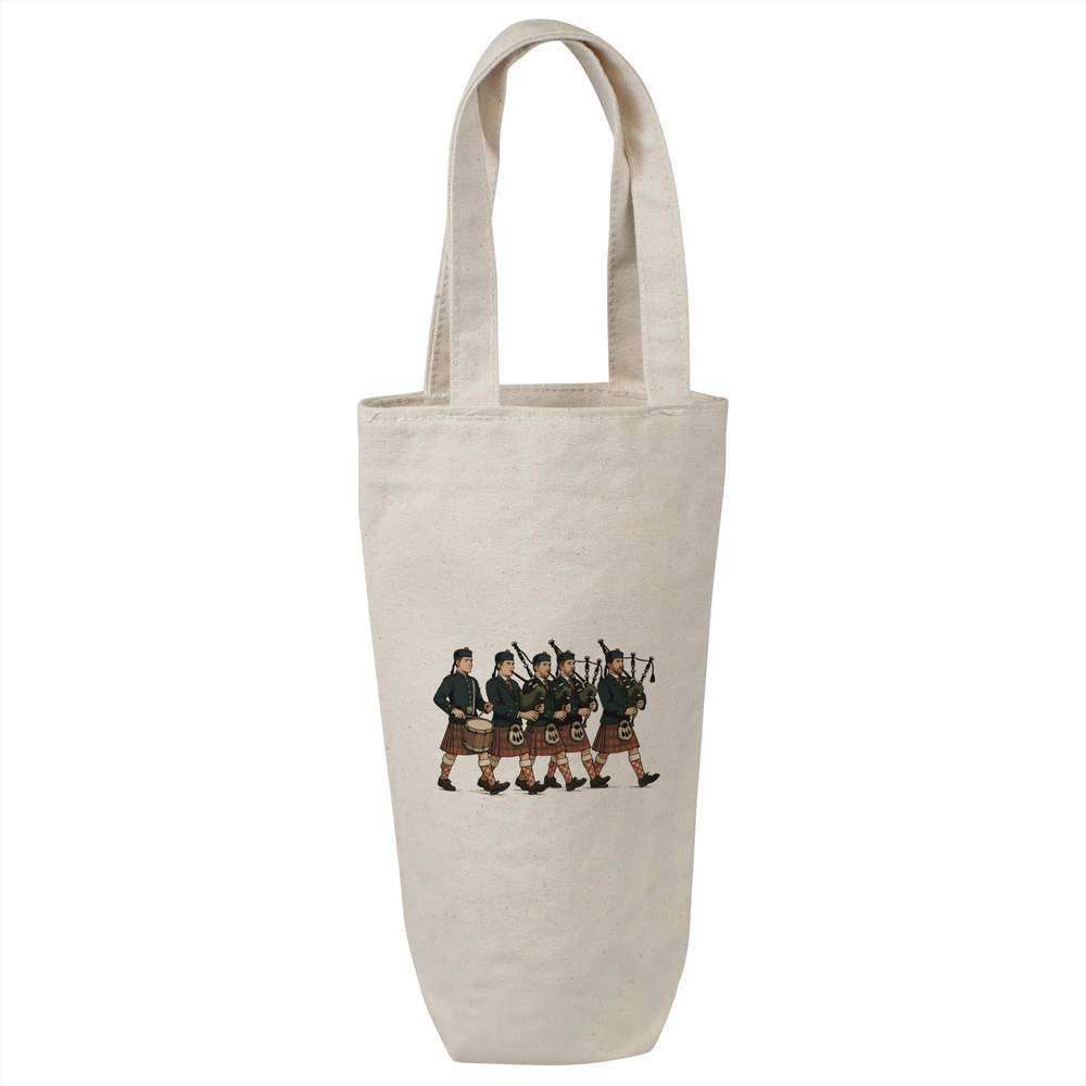 'Traditional Scottish Pipe Band' Cotton Wine Bottle Gift / Travel Bag (BL00043244)