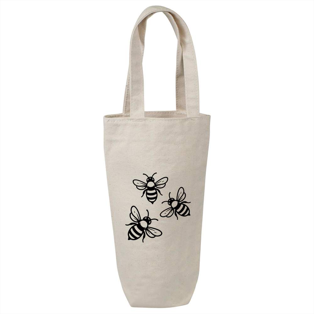 'Trio of Bees' Cotton Wine Bottle Gift / Travel Bag (BL00043267)