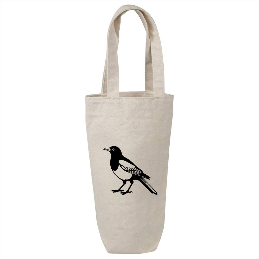 'Standing Magpie' Cotton Wine Bottle Gift / Travel Bag (BL00043348)