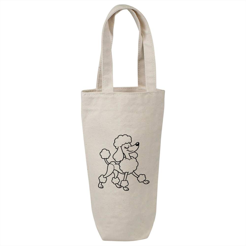 'Prancing Poodle' Cotton Wine Bottle Gift / Travel Bag (BL00043372)