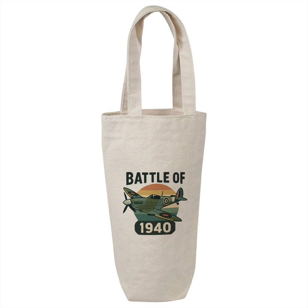 'Spitfire Battle of 1940' Cotton Wine Bottle Gift / Travel Bag (BL00043443)