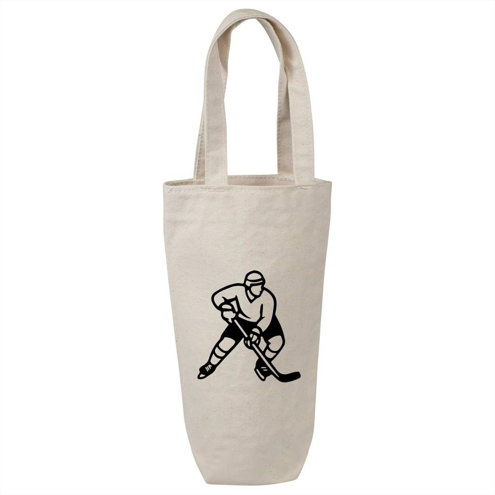 'Hockey Player' Cotton Wine Bottle Gift / Travel Bag (BL00043737)