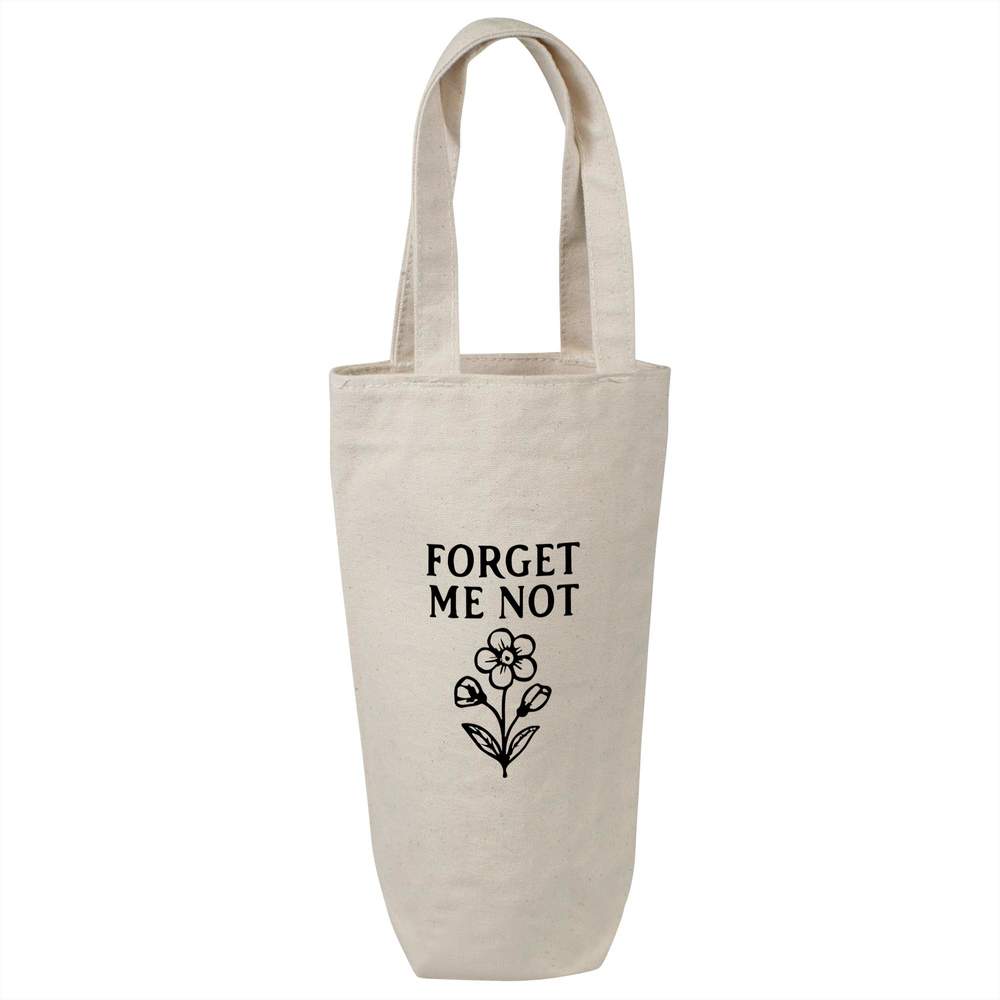 'Forget Me Not' Cotton Wine Bottle Bag - Natural - Reusable Gift / Travel Carrier for Wine, Champagne and Bottles (BL00044008)