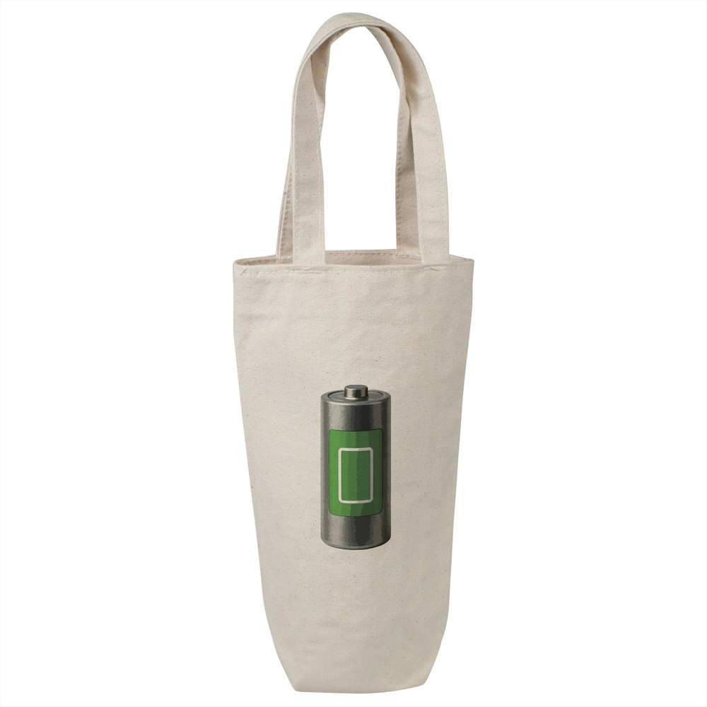 'Fully Charged Battery' Cotton Wine Bottle Gift / Travel Bag (BL00044114)