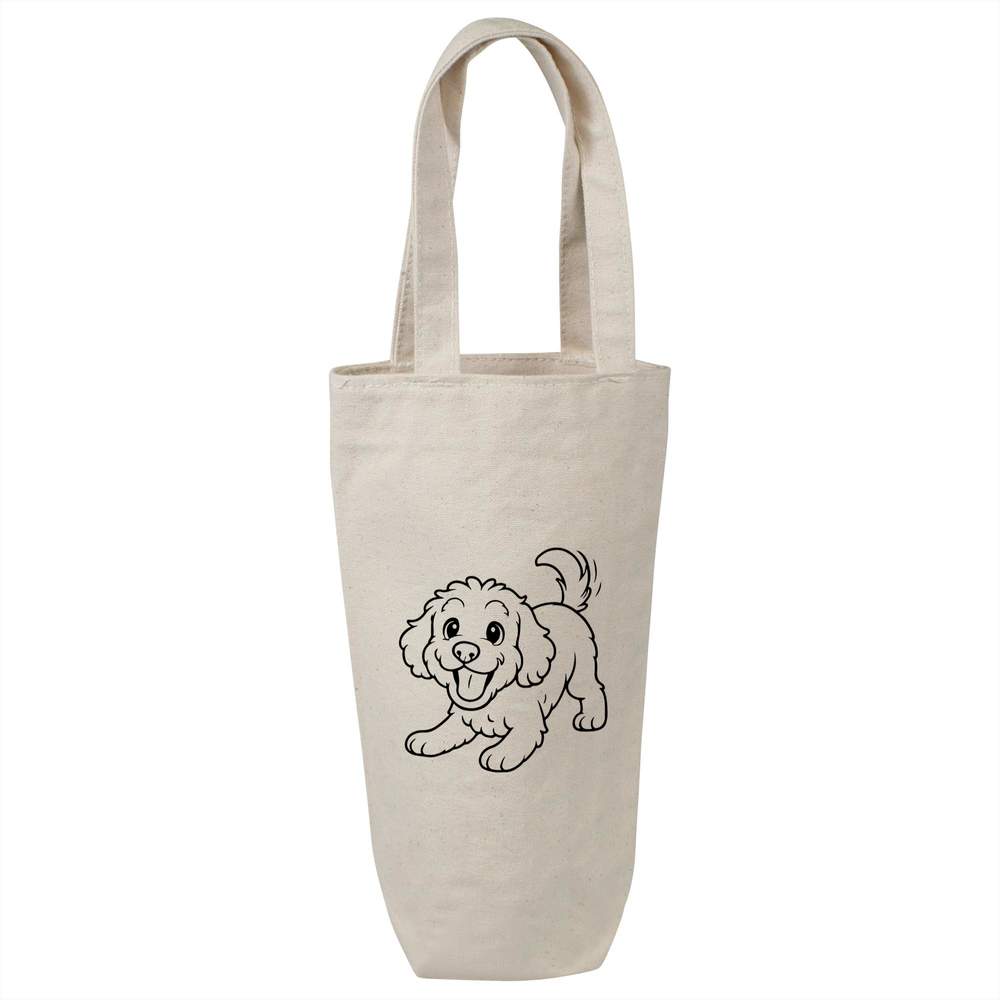 'Playful Cockapoo Dog' Cotton Wine Bottle Gift / Travel Bag (BL00044225)