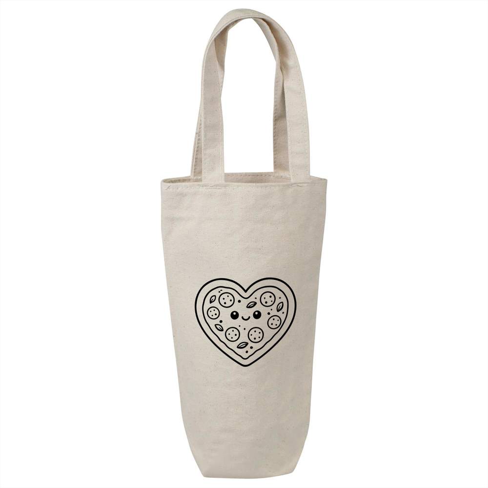 'Heart Pizza' Cotton Wine Bottle Gift / Travel Bag (BL00044847)