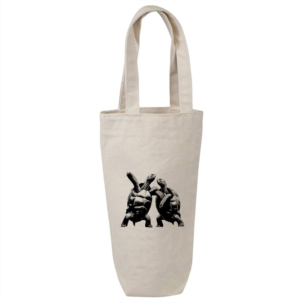 'Dancing Tortoises' Cotton Wine Bottle Gift / Travel Bag (BL00046368)