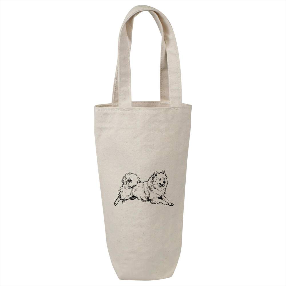 'Beautiful Spitz Dog' Cotton Wine Bottle Bag - Natural - Reusable Gift / Travel Carrier for Wine, Champagne and Bottles (BL00047189)