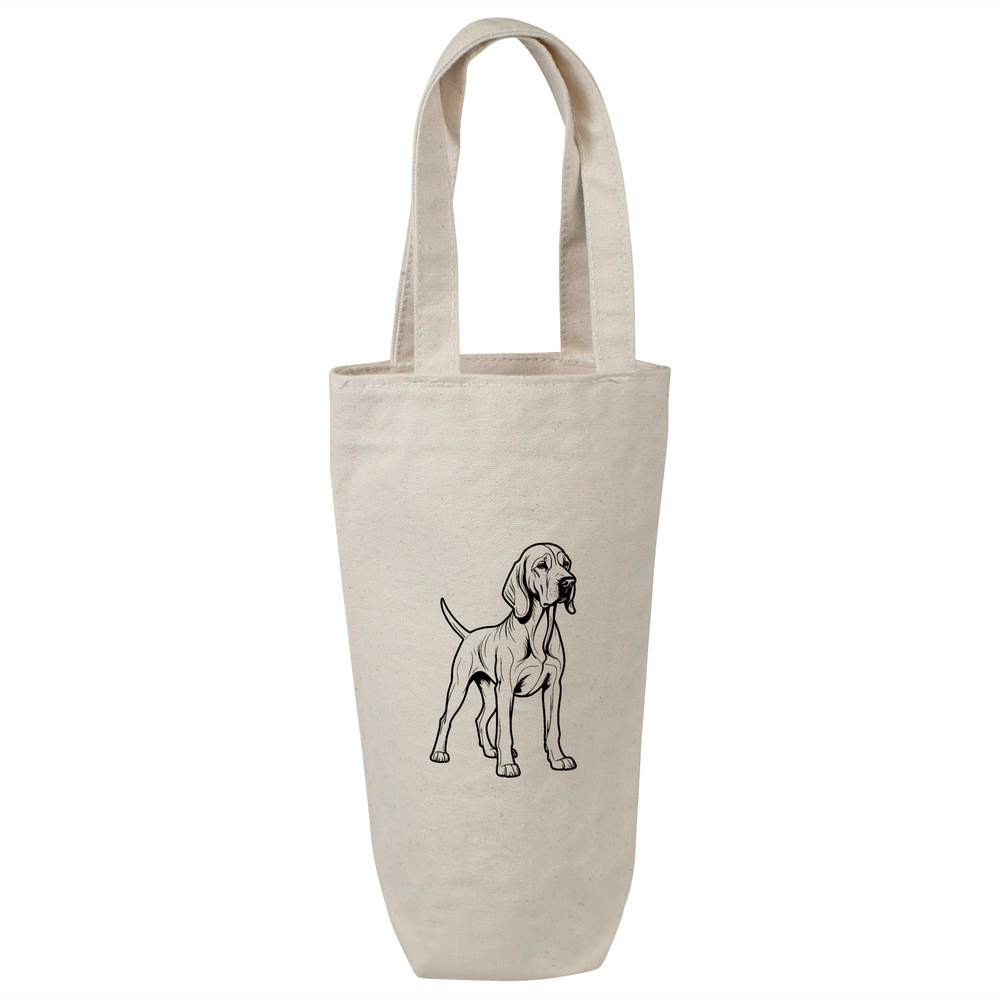 'Bloodhound Dog' Cotton Wine Bottle Bag - Natural - Reusable Gift / Travel Carrier for Wine, Champagne and Bottles (BL00047587)