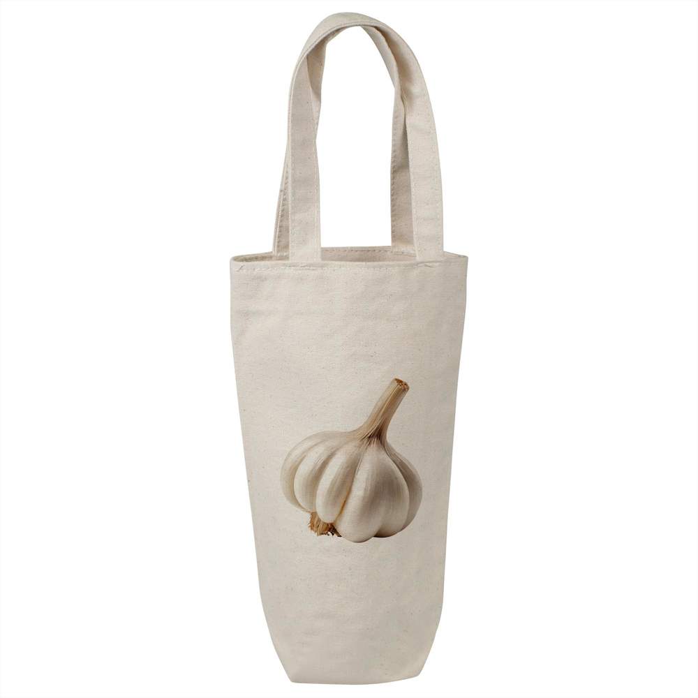 'Garlic Bulb' Cotton Wine Bottle Bag - Natural - Reusable Gift / Travel Carrier for Wine, Champagne and Bottles (BL00048159)