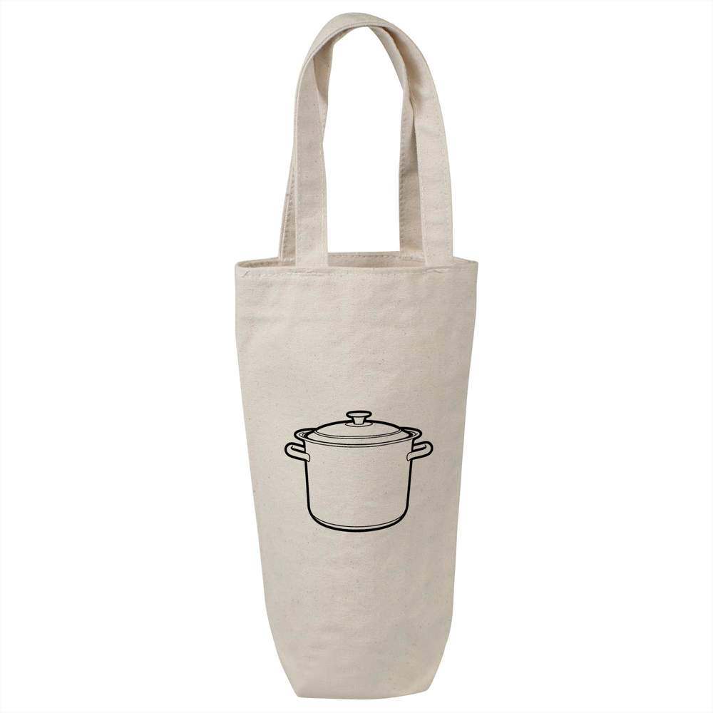 'Stock Pot' Cotton Wine Bottle Bag - Natural - Reusable Gift / Travel Carrier for Wine, Champagne and Bottles (BL00048216)