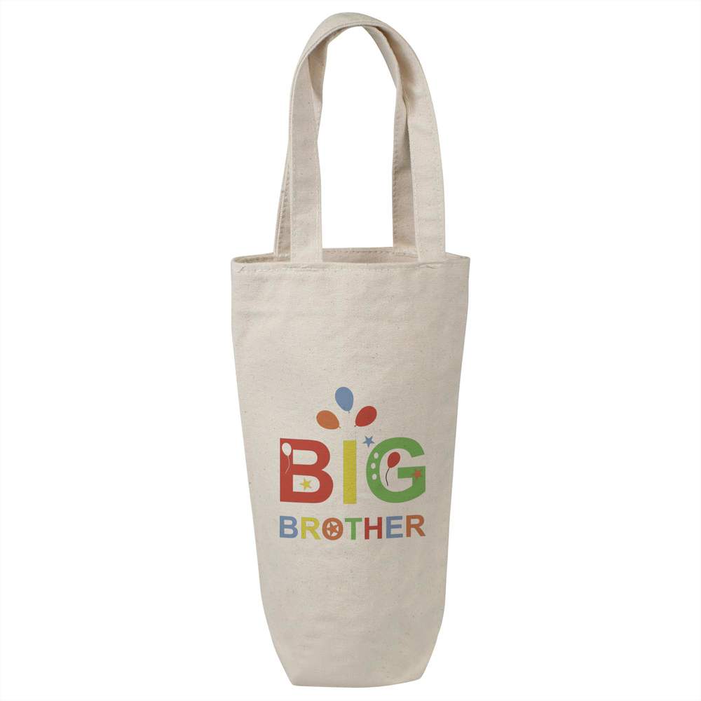 'Big Brother' Cotton Wine Bottle Bag - Natural - Reusable Gift / Travel Carrier for Wine, Champagne and Bottles (BL00048977)
