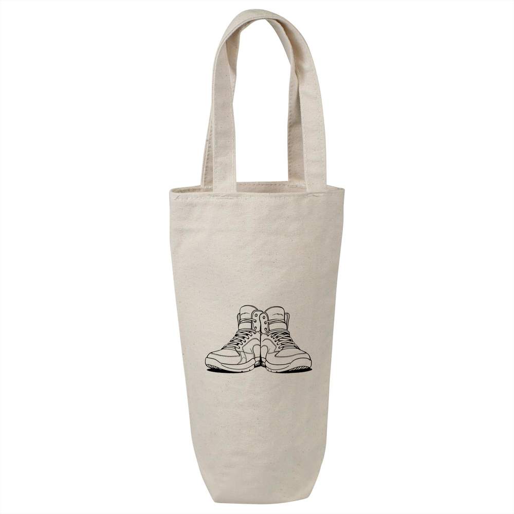'Basketball Shoes' Cotton Wine Bottle Bag - Natural - Reusable Gift / Travel Carrier for Wine, Champagne and Bottles (BL00049018)