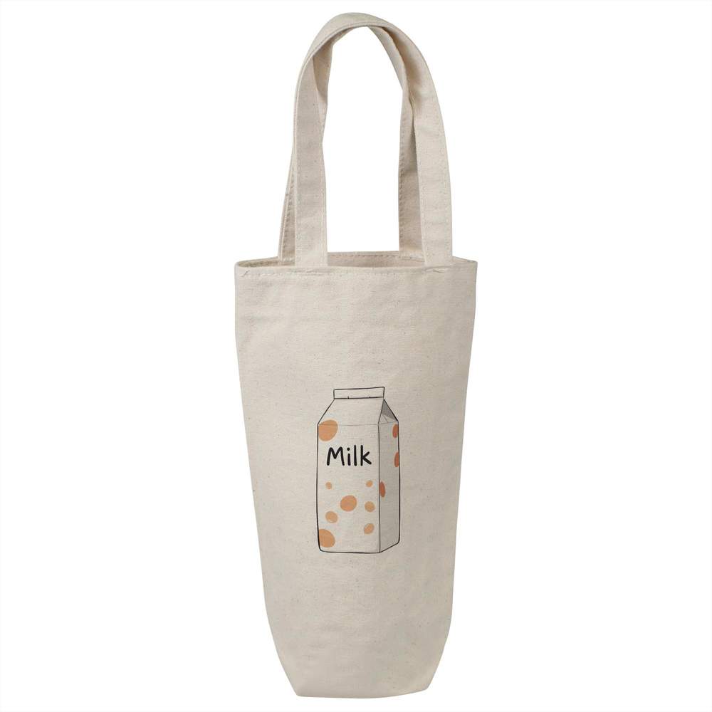 'Carton of Milk' Cotton Wine Bottle Bag - Natural - Reusable Gift / Travel Carrier for Wine, Champagne and Bottles (BL00049682)