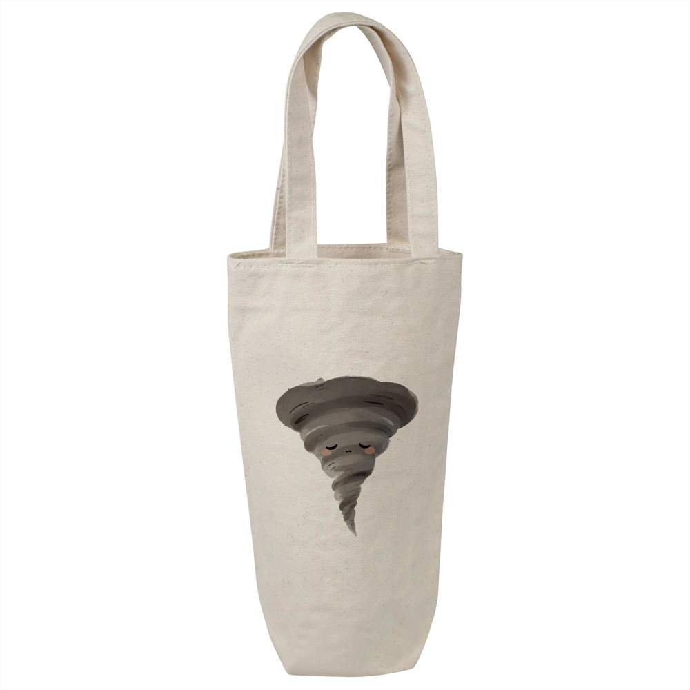 'Sleepy Tornado' Cotton Wine Bottle Bag - Natural - Reusable Gift / Travel Carrier for Wine, Champagne and Bottles (BL00050861)