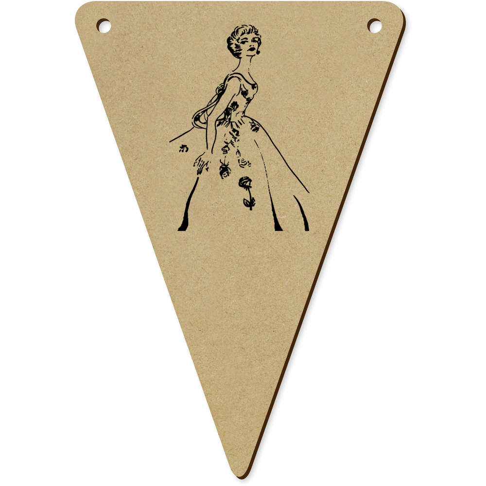 5 x 140mm '1940s Vintage Ballgown' Wooden Bunting Flags (BN00017927)