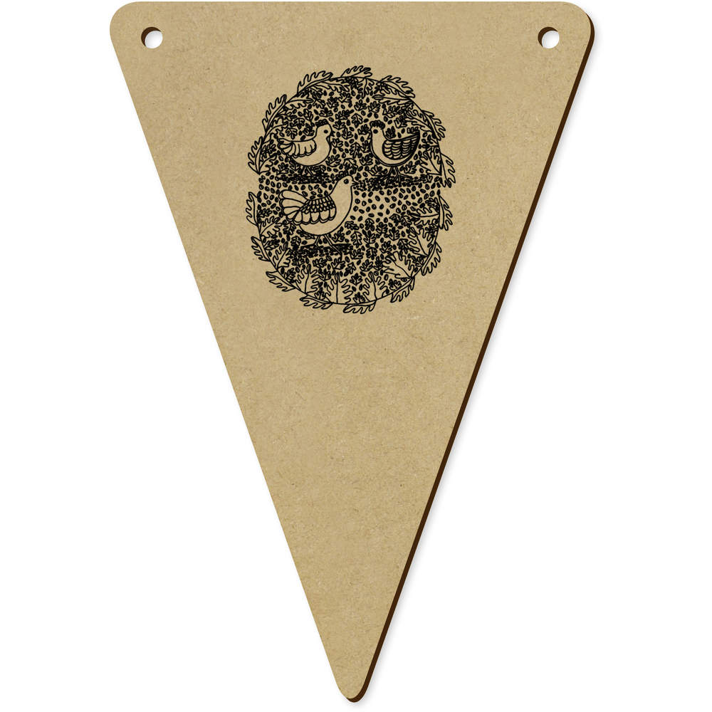5 x 140mm 'Three French Hens' Wooden Bunting Flags (BN00021313)