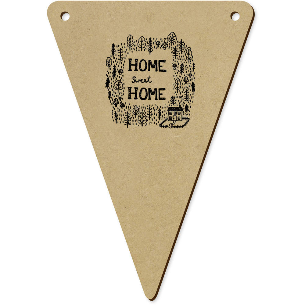 5 x 140mm 'Home Sweet Home' Wooden Bunting Flags (BN00023082)
