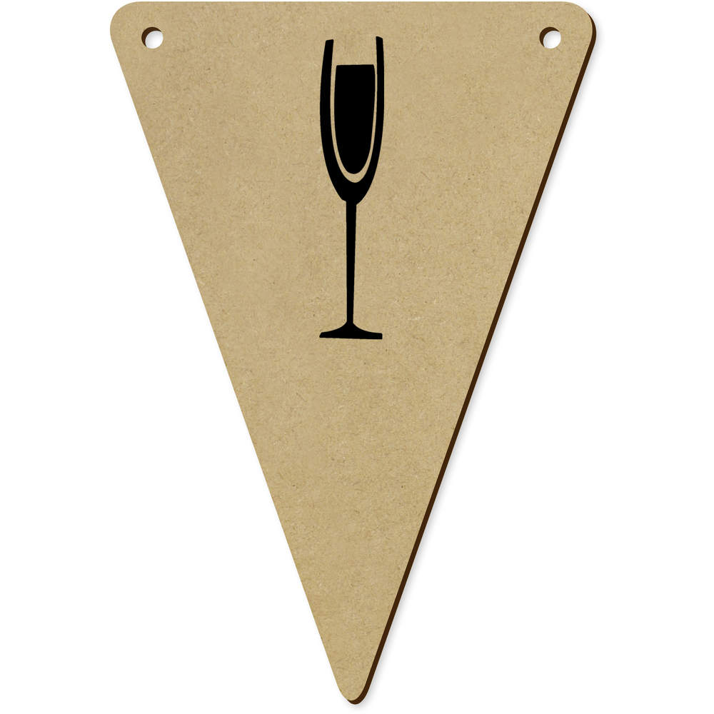 5 x 140mm 'Champagne Glass' Wooden Bunting Flags (BN00030255)