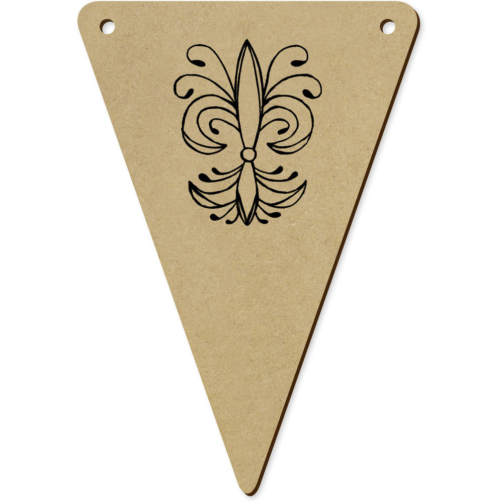 5 x 140mm 'Fleur-de-lis Motif' Wooden Bunting Flags (BN00031059)