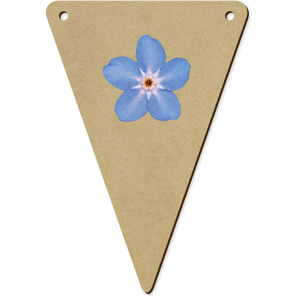 5 x 140mm 'Forget-Me-Not Flower' Wooden Bunting Flags (BN00052911)