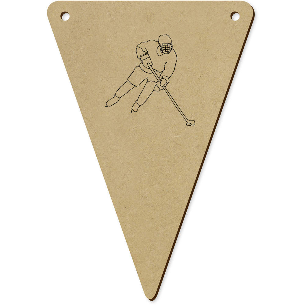 5 x 140mm 'Ice Hockey Player' Wooden Bunting Flags (BN00054195)