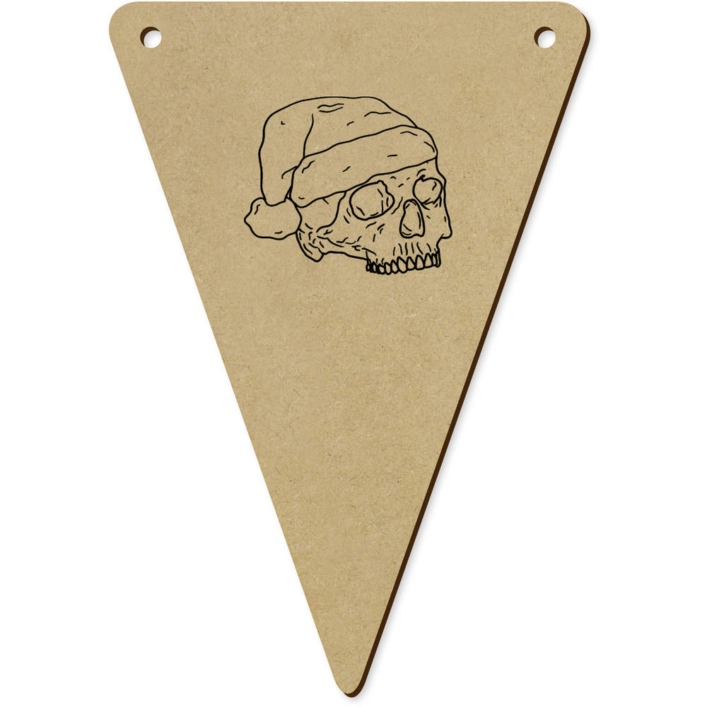 5 x 140mm 'Christmas Skull' Wooden Bunting Flags (BN00065516)