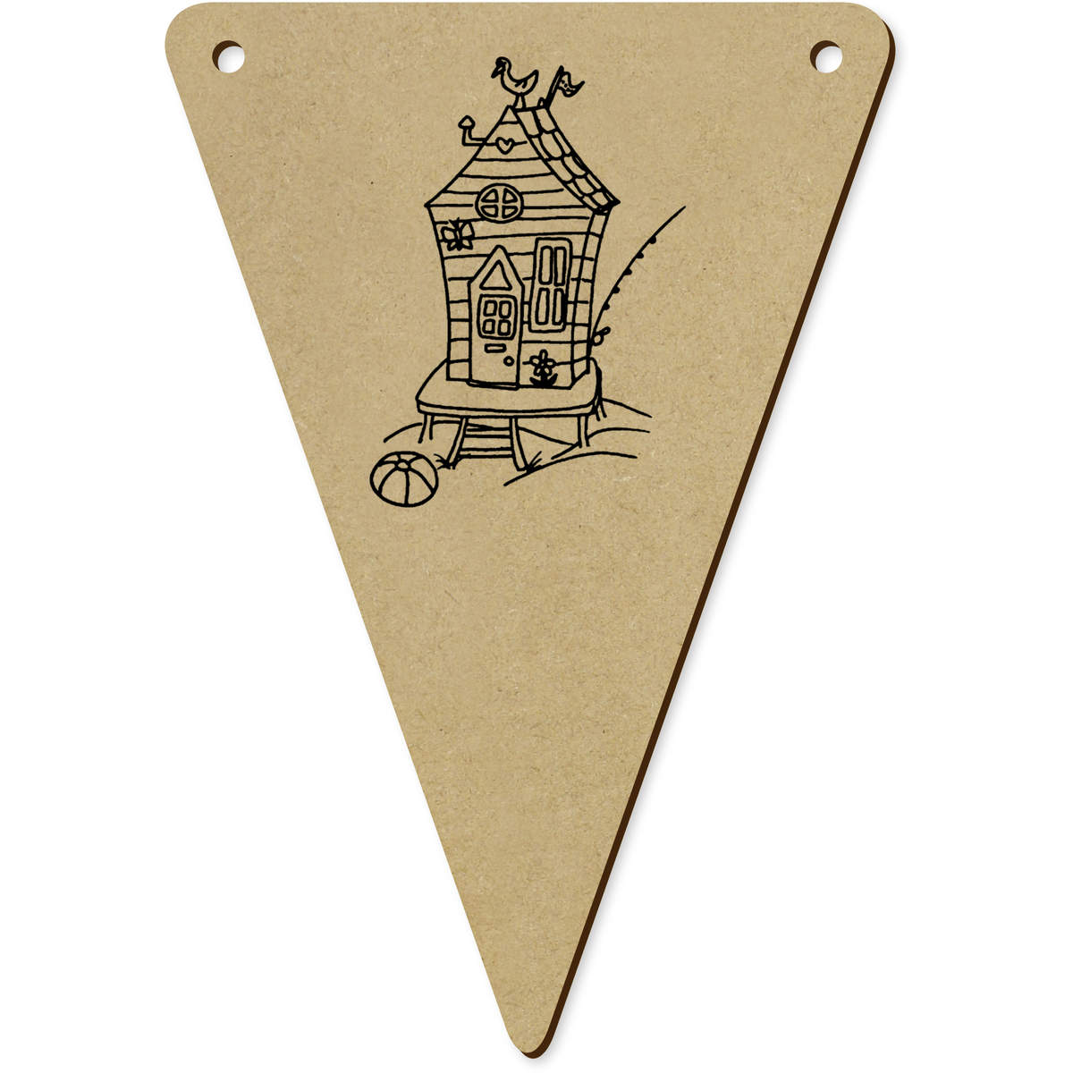 5 x 140mm 'Beach Hut' Bunting Pennants / Flags (BN00070057)