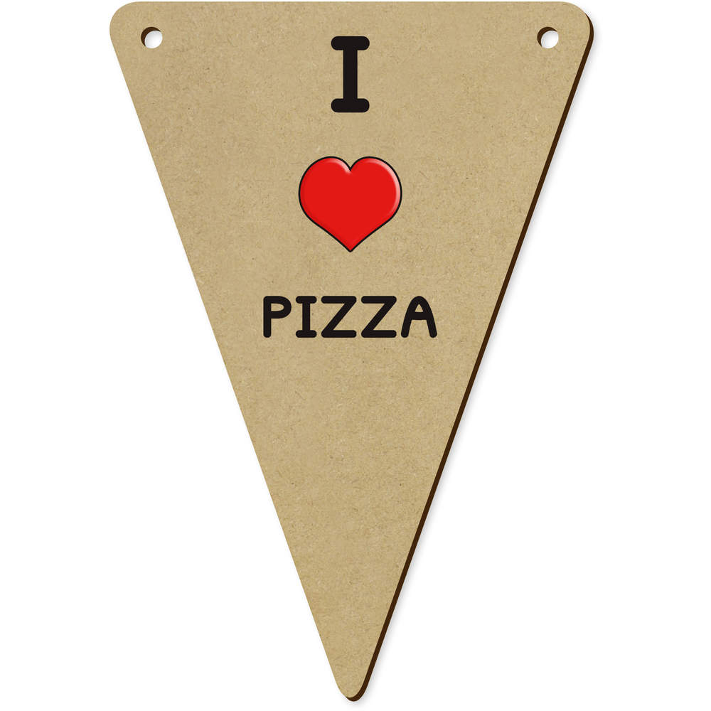 5 x 140mm 'I Love Pizza' Wooden Bunting Flags (BN00070085)