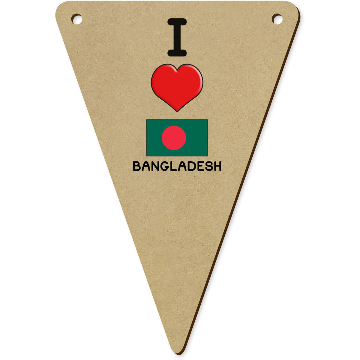5 x 140mm 'I Love Bangladesh' Bunting Pennants / Flags (BN00070190)