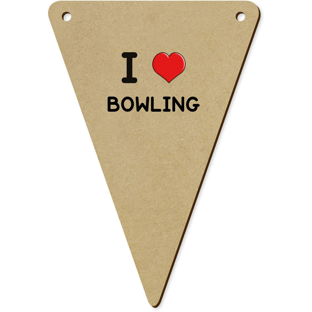 5 x 140mm 'I Love Bowling' Wooden Bunting Flags (BN00074249)
